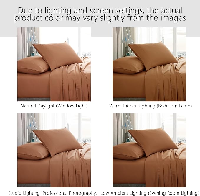 American Home Collection King Sheet Set - Ultra-Soft Microfiber 15-Inch Deep Pocket - Wrinkle Free and Fade Resistant (Tan)