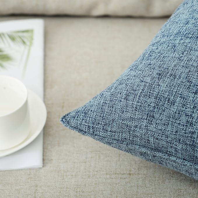 HPUK Throw Pillow Covers 20x20, Set of 2, Blue Solid Couch Pillow Covers | Polyester fabric, solid-color design, hidden zippers, machine washable, for sofas and beds, inserts not included