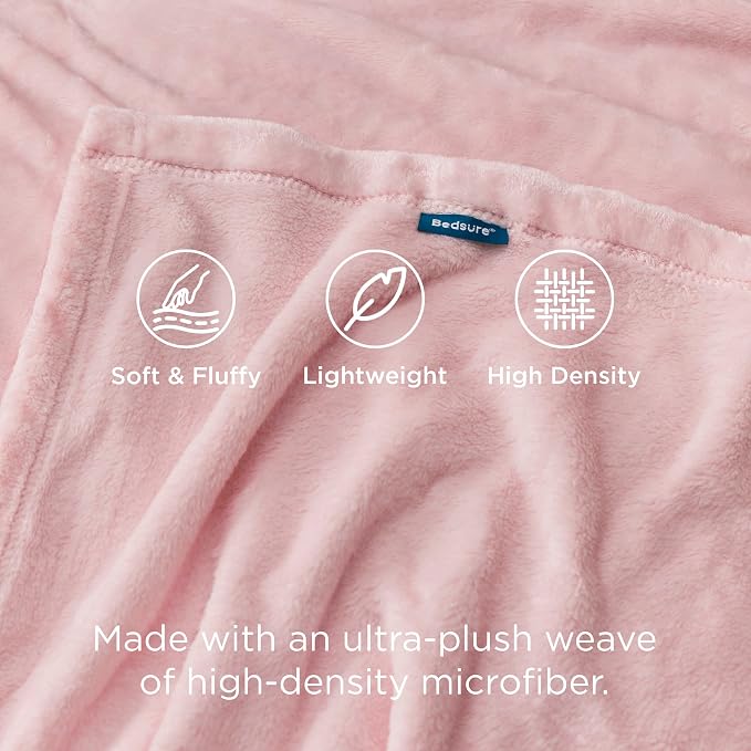 Bedsure GentleSoft Pink Fleece Throw Blanket for Couch - 300GSM Cozy Soft Blankets for Women, Cute Small Fleece Throws for Girls, Pink Home Decor Gifts, 50x60 Inches (Pack of 3)