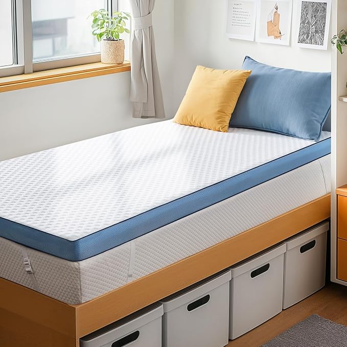 PERLECARE 3 Inch Firm Mattress Topper Twin Size, Cooling Gel-Infused & Bamboo Charcoal Memory Foam Bed Topper for Pressure Relief, High-Density Mattress Pad with Removable Cover