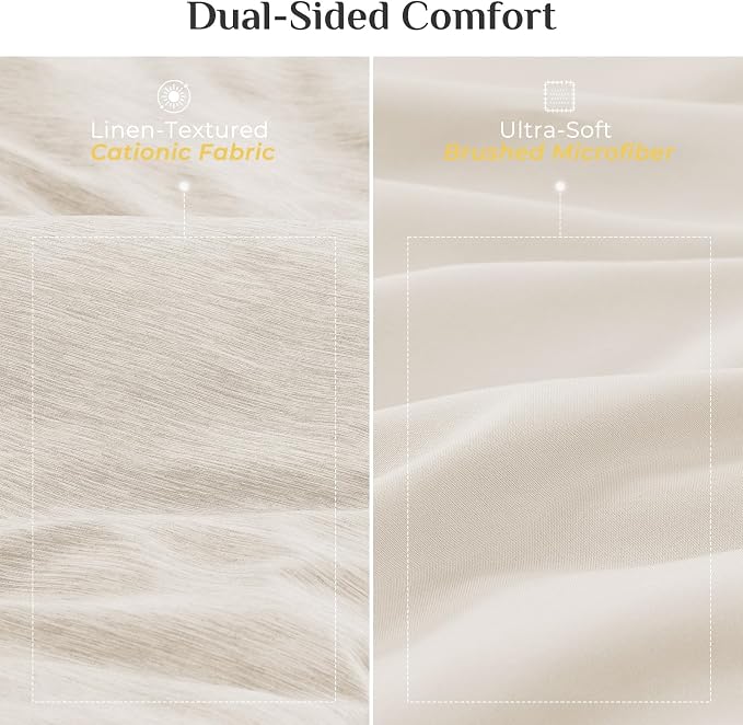 JOLLYVOGUE Beige Full Comforter Set, Cationic Dyeing Bed in a Bag Full 7 Pieces, Double-Tone Bedding Set with Down Alternative Comforter, Sheets, Pillowcases & Shams