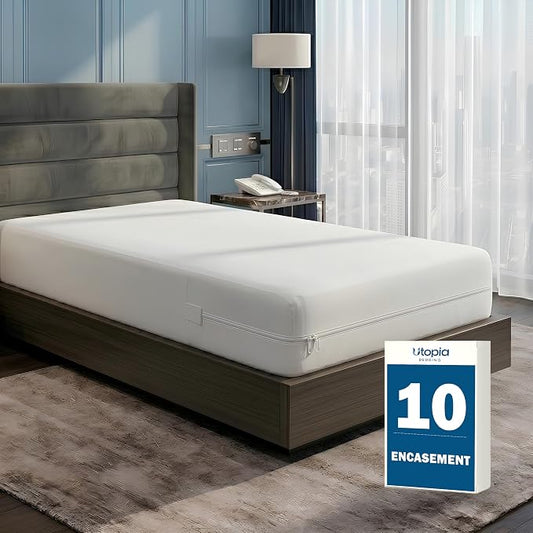 Bulk 10-Pack Hotel Twin XL Size Mattress Encasement 100% Waterproof | Commercial Zippered Mattress Protector, 6-Sided, 13" Deep, Designed for Resorts and Motels, Bed Bug & Dust Mite Resistant