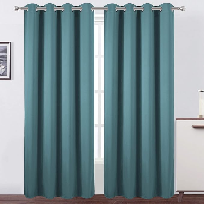Sea Teal Thermal Blackout Curtains/52 x 84 Inch/Set of 2 Panels Room Darkening Curtains