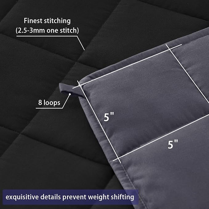 yescool Weighted Blanket for Adults (25 lbs, 60" x 80", Grey& Black) Cooling Heavy Blanket for Sleeping Perfect for 240-260 lbs, Queen Size Breathable Blanket with Premium Glass Bead, Machine Washable