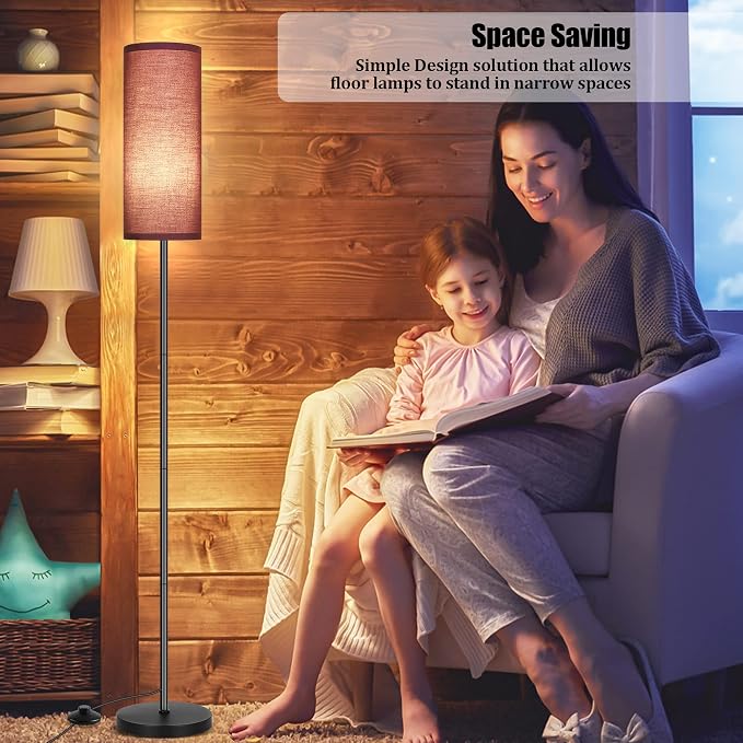 PARTPHONER Floor Lamp for Living Room, Modern Standing Lamps with Lampshade, Minimalist Tall Lamp with Foot Switch for Living Room, Bedroom, Kids Room, Office(Bulb Not Included)