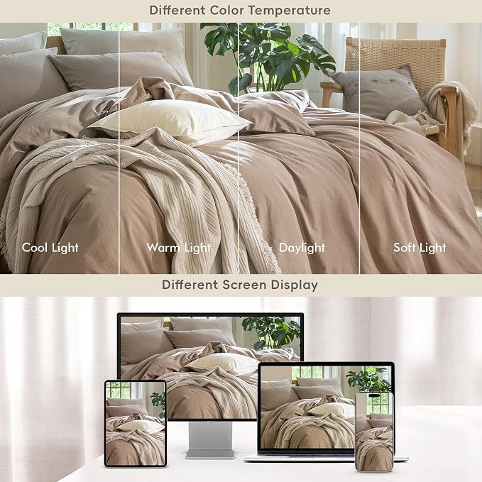 MooMee Duvet Cover Set 100% Washed Cotton Linen Like Full | Relaxed Linen-like Texture. Soft, Breathable & Long-lasting Comfort. Lightweight. Hidden Zipper with 8 Interior Corner Ties