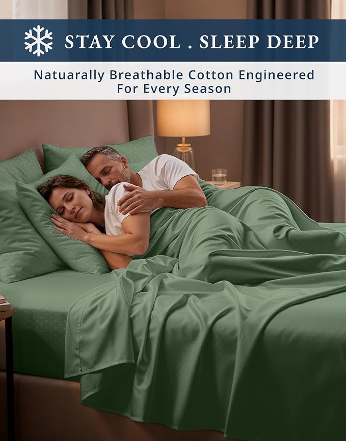LANE LINEN Bed Sheets California King Size Set Sateen Weave - Iceberg Green | Split Cal King Sheets Sets For Adjustable Bed - 4-Piece Set, For A Luxurious Night's Sleep, Elevates A Master Suite