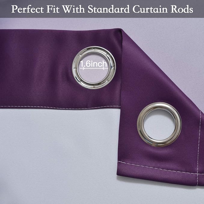 SimpleHome Purple to Grey White Ombre Room Darkening Curtains 72 Inch | Curtains for Living Room,Light Blocking Thick Thermal Insulated Grommet Window Curtains Drapes for Bedroom, 2 Panels,52Wx72L