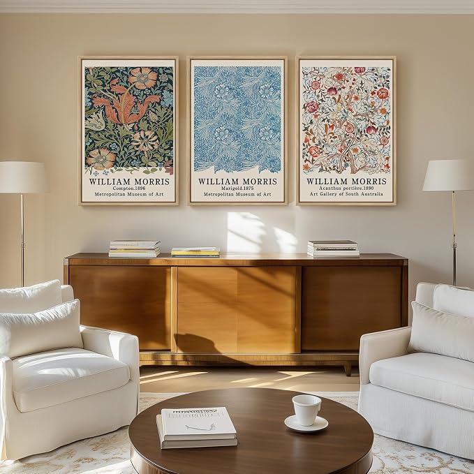 Framed William Morris Wall Art Set of 3, Large Vintage Floral Botanical Canvas Prints, Colorful Nature Artwork for Living Room, Bedroom, Hallway or Office Decor, Total Size 30x60 Inch | Nature artwork, Colorful prints, 30x60 inch, Living room, Bedroom,...