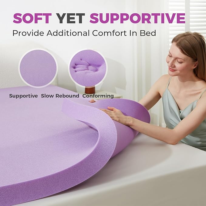 BDEUS 1.5 Inch Gel Memory Foam Mattress Topper Ventilated Soft Mattress Pad, Bed Topper, CertiPUR-US Certified, King Size