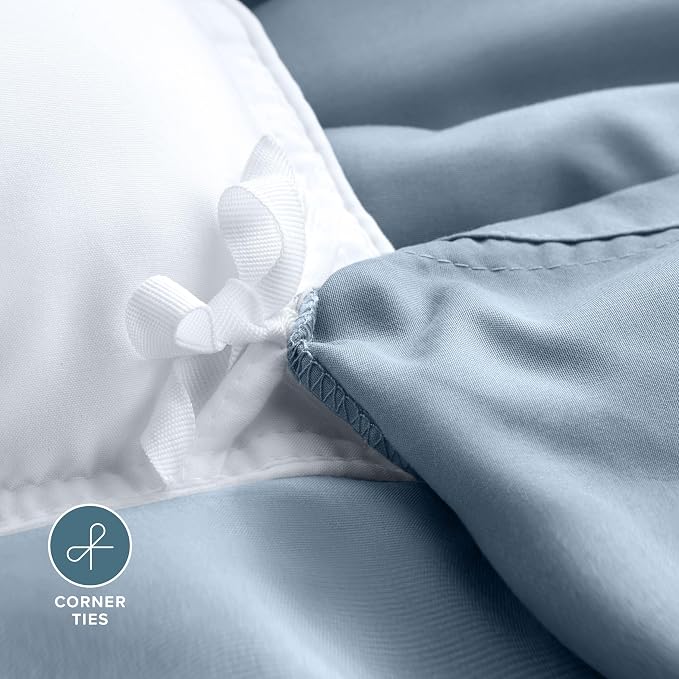 Bare Home Duvet Cover Set 1800 Ultra-Soft (Twin/Twin XL, Dusty Blue) | Lightweight, Cooling, Breathable, Premium 1800 Ultra-Soft, All-Season