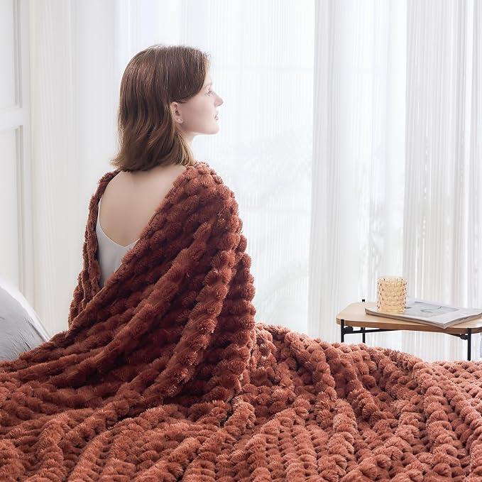 NEWCOSPLAY Fleece Clouds Cozy Queen Blanket for Couch, Coffee, 90"x90" | Premium Silky Flannel Blanket, Soft Lightweight Fluffy Throw Blanket for Bed Sofa Decor, Gift for All Season Use