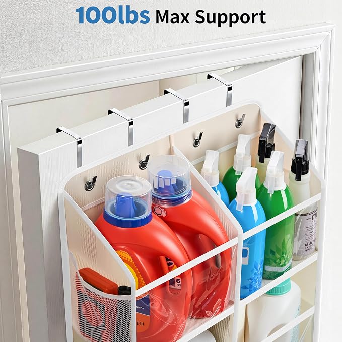 JARLINK Over the Door Organizer, Extra Large Storage for Bedroom, Beige | Anti-Tilt 100 lb Load Capacity, Hanging Door Organizer with 5 10 Mesh Pockets, Behind Door Storage for Bathroom, Nursery