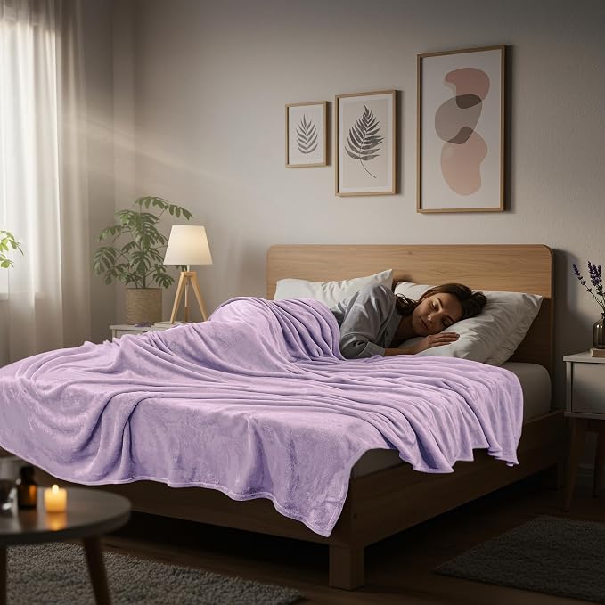 Utopia Bedding Ultra Soft Fleece Bed Blanket King Size Lilac (90x102 Inch) | Microfiber Plush Warm Lightweight Breathable Cozy Blanket Anti-Static, All Season Use, Gift for Women and Men