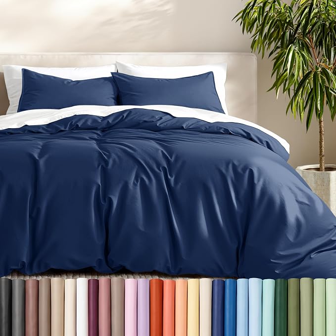 Bare Home Duvet Cover Set 1800 Ultra-Soft (Twin/Twin XL, Dark Blue) | Lightweight, Cooling, Breathable, Premium 1800 Ultra-Soft, All-Season