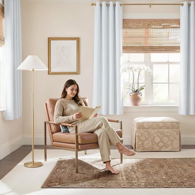 NICETOWN Farmhouse 100% Blackout Linen Curtains for Bedroom, Off White, 52" W x 63" L, Set of 2, Burlap Textured Textured Linen Look Privacy Window Treatment for Kitchen