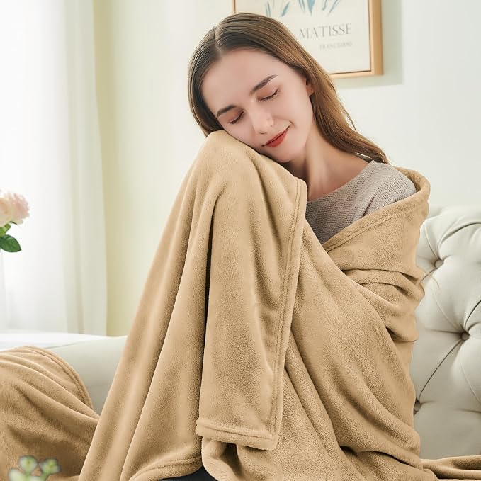 BEDELITE Fleece Blanket Soft Plush Twin Size Blanket Light Camel 60"x80" | Ultra Soft Fleece, Plush Microfiber, Lightweight Warmth, All Season Comfort, Fade Resistant, Machine Washable, Couch Sofa Bed