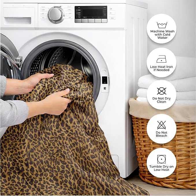 1 Pc Duvet Cover King - Cotton - Soft Premium Durable Cheetah Animal Print Comforter Cover - Zipper Closure & 7 Corner Ties- (Leopard, 104" X 94")
