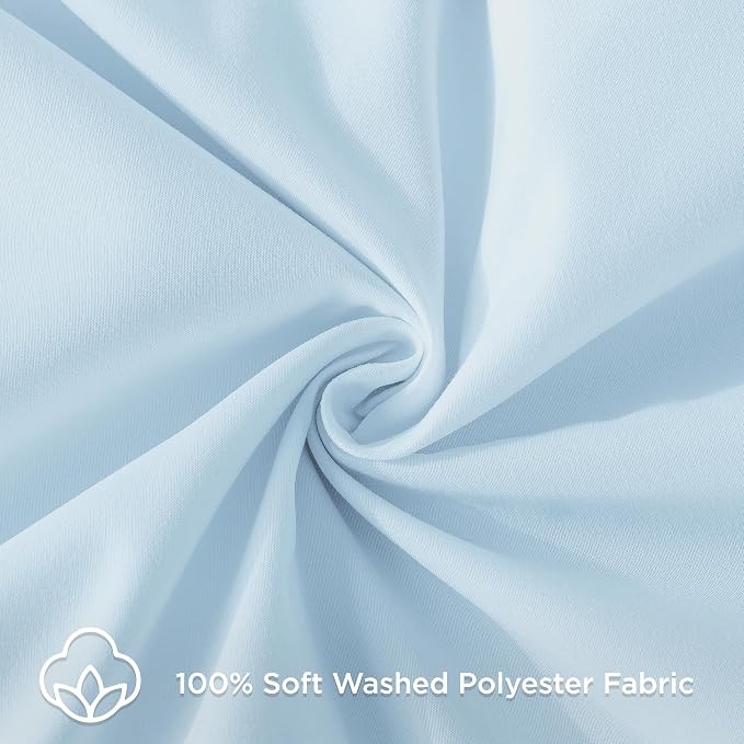 Andency Light Blue Ruffle Duvet Cover King, Shabby Chic Bedding Set | 3 Pieces Soft Washed Polyester Vintage Ruffled Comforter Cover Set with Zipper Closure & Corner Ties, 104x90Inch