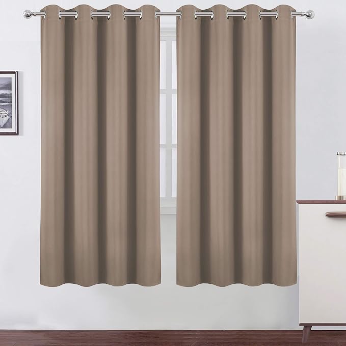 Cappuccino Thermal Blackout Curtains/52 x 72 Inch/Set of 2 Panels Room Darkening Curtains for Bedroom