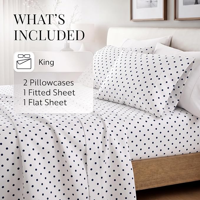 Linen Market LMB-4PC-DOT-KING-NAVY