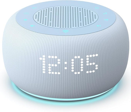 Buffbee Pro 2nd Gen| Sound Machine, Alarm Clock with Bluetooth Speaker | Upgraded Rechargeable Battery, White Noise Machine with 25 Sleep Sounds, Portable for Travel & Bedroom (Cloud Blue)