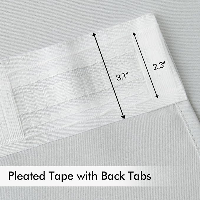 MIULEE Greyish White Back Tab Blackout Curtains 52x120 Inch Long 2 Panels | Rod Pocket Pinch Pleated, Thermal Insulated, Bedroom Living Room Darkening Privacy Drapes, Extra Long Light Blocking Curtains