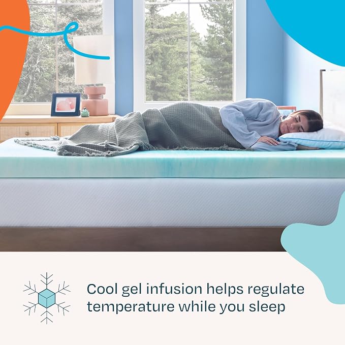 Linenspa 4 Inch Swirl Gel Memory Foam Mattress Topper, King Size – Cooling Gel Infused, Ventilation Holes – Pressure Relieving Bed Topper – CertiPUR Certified