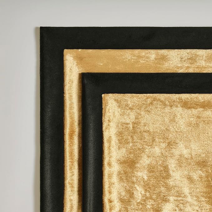 GIGIZAZA Pack of 4 Decorative Velvet Pillow Covers 16x16 Black Gold | Throw Pillows for Couch Sofa,280gsm Soft Textured Fabric,Modern Accent Pillowcases,Luxury Living Room Cushion Covers
