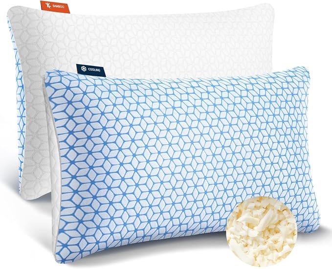 Love Attitude King Size Pillows, Shredded Memory Foam Pillows King 2 Pack | Firm and Cooling Pillows King Size Set of 2, Firmness Adjustable for Side Back Stomach Sleepers