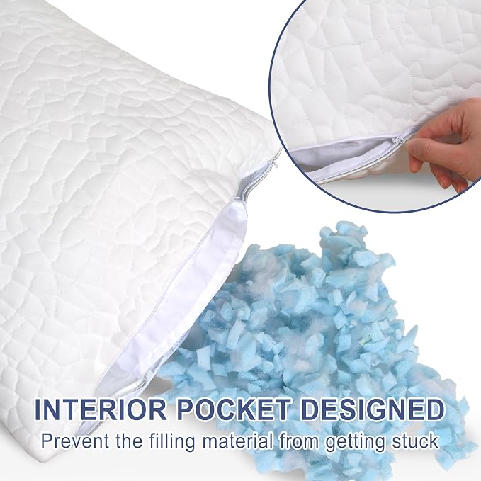 DWCN Adjustable Body Pillow for Adults - 20x54 Inch Shredded Memory Foam Body Pillow with Removable & Washable Pillowcase, Full Body Support for Side Sleepers, Pregnancy & Pain Relief