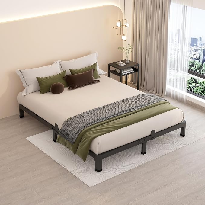 MAF 4 Inch King Metal Platform Bed Frame with Round Corner Legs | Mattress Slide Stopper, 3000 LBS Heavy Duty Steel Slats Support, Noise Free, No Box Spring Needed, Easy Assembly, Anti-Slip