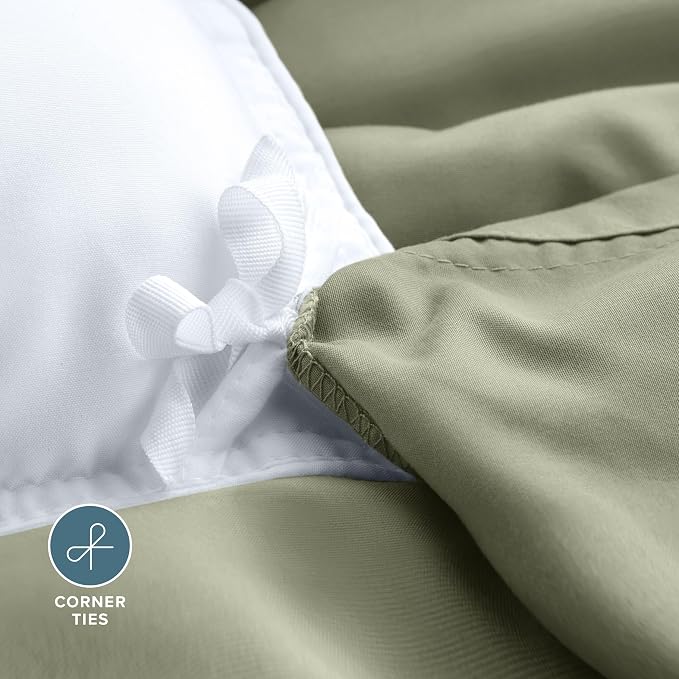 Bare Home Duvet Cover Set 1800 Ultra-Soft (Queen, Sage) | Lightweight, Cooling, Breathable, Premium 1800 Ultra-Soft, All-Season