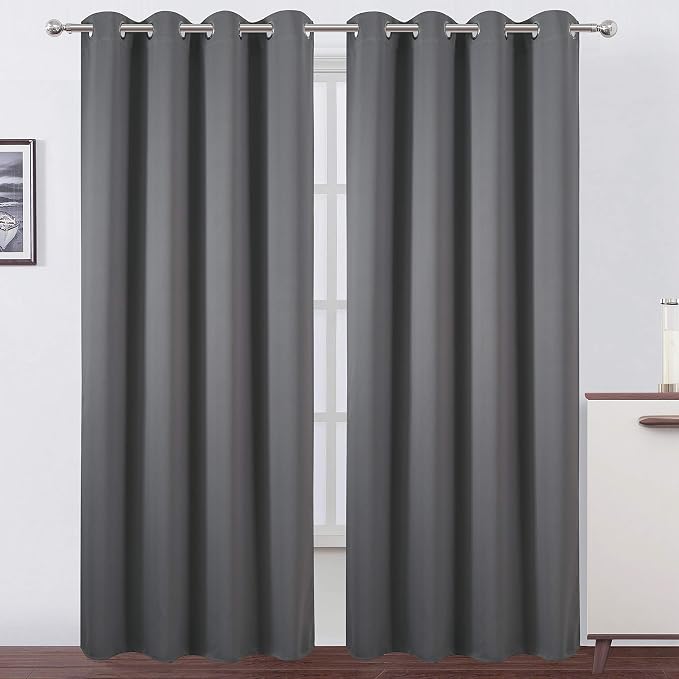 Grey Blackout Curtains/52 x 95 Inch/Set of 2 Panels Thermal Insulated Room Darkening Curtains for Bedroom
