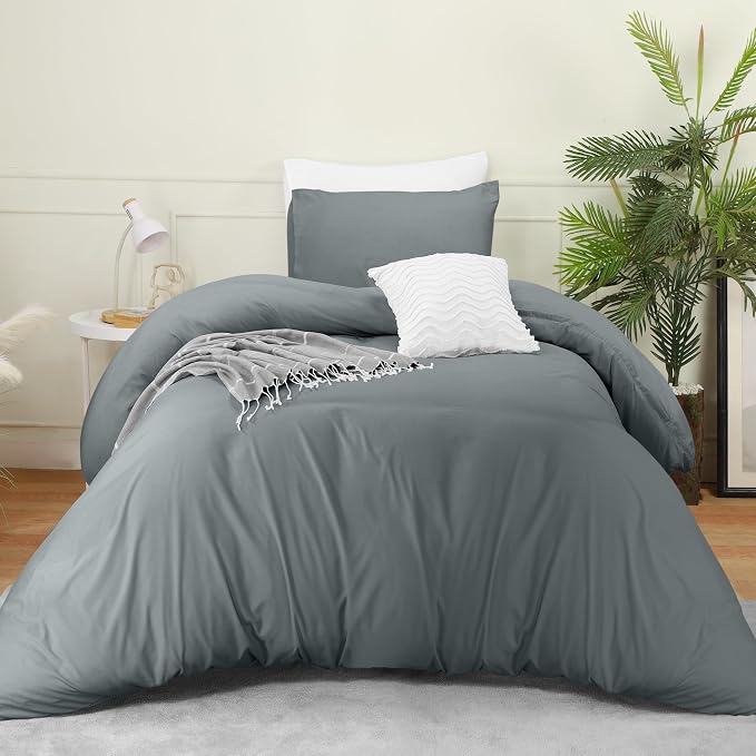 Utopia Bedding Duvet Cover Set with Pillowcases- 2 Pieces Bedding Duvet Cover with Zipper Closure - 1 Duvet Cover with 1 Pillow Sham - Soft Brushed Microfiber (Twin/Twin XL, Grey)