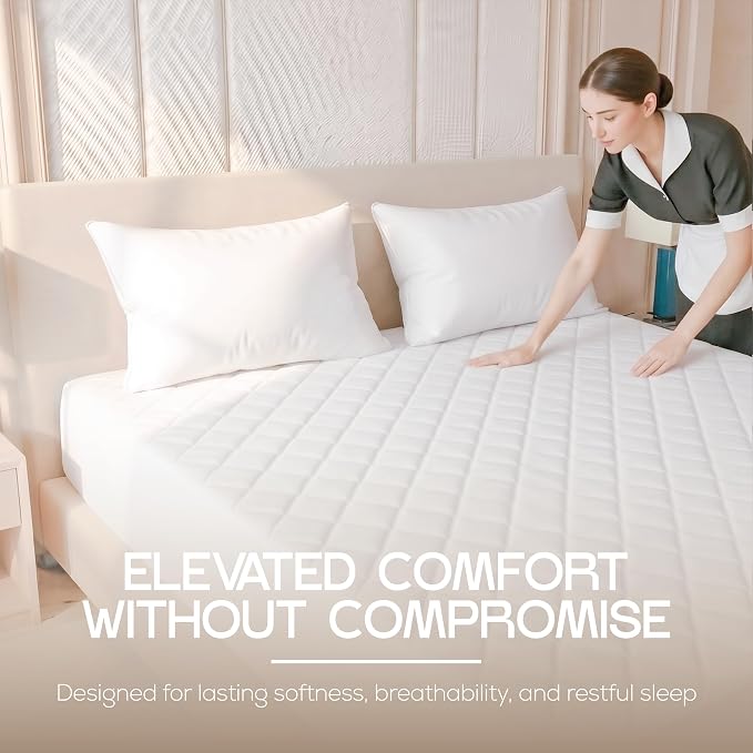 Bulk 10-Pack Full Hotel Quilted Mattress Pad, 16" Deep, White | Soft Breathable Fitted Mattress Topper Cover, Noiseless, Deep Pockets & Machine Washable for Home & Hotels by Utopia Bedding