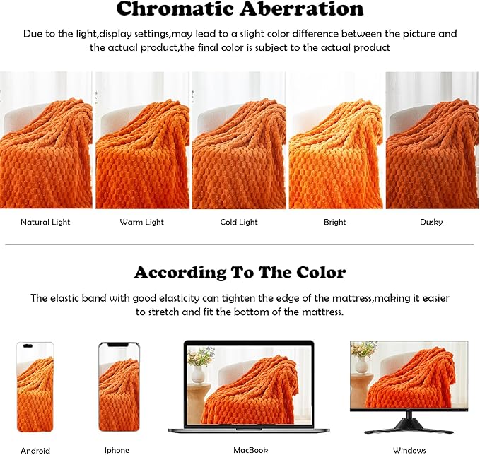 NEWCOSPLAY Fleece Clouds Cozy Twin Blanket for Couch, Orange, 60"x80" | Premium Silky Flannel Blanket, Soft Lightweight Fluffy Throw Blanket for Bed Sofa Decor, Gift for All Season Use