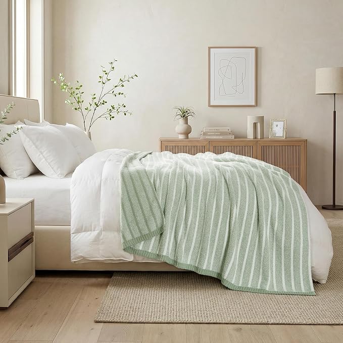 Snuggle Sac Sage Green Bedding Blanket Twin Size 60x80 | Ultra Soft, Warm Cozy Knit Fuzzy, For Sofa, Bed, Living Room