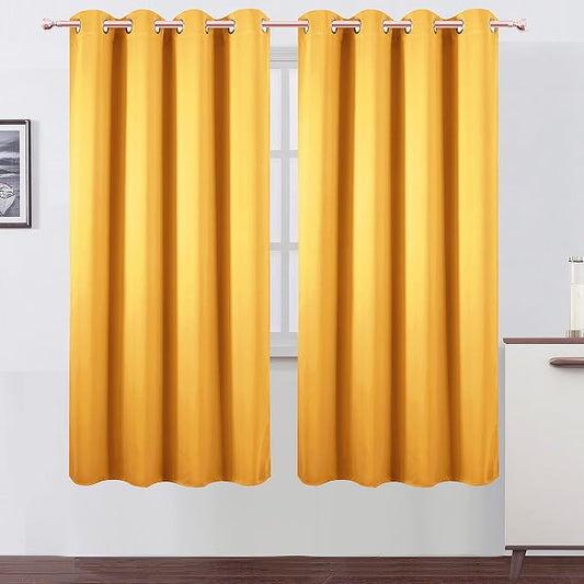 Yellow Thermal Blackout Curtains/52 x 72 Inch/Set of 2 Panels Room Darkening Curtains