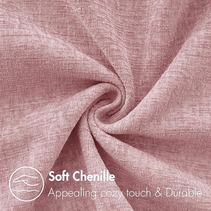 MIULEE Soft Chenille Throw Pillow Covers Blush Pink 18x18 Inch Pack of 2 | Modern Home Decor, Classic Decorative Pillows, Solid Dyed Cases, Boho Couch Cushion Covers for Sofa Bed Living Room