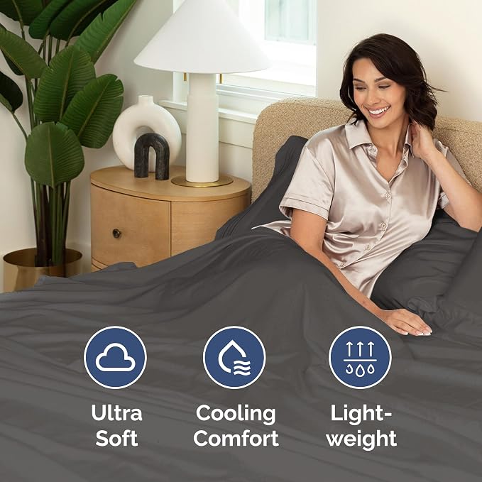 Queen Flat Sheet - Single Top Flat Sheet Only - Soft & Cooling - Charcoal | Hotel Luxury Top Flat Sheet Only, Ultra-Soft, Breathable & Cooling, Fade & Wrinkle Free, Easy-Care, Stain & Shrink Resistant