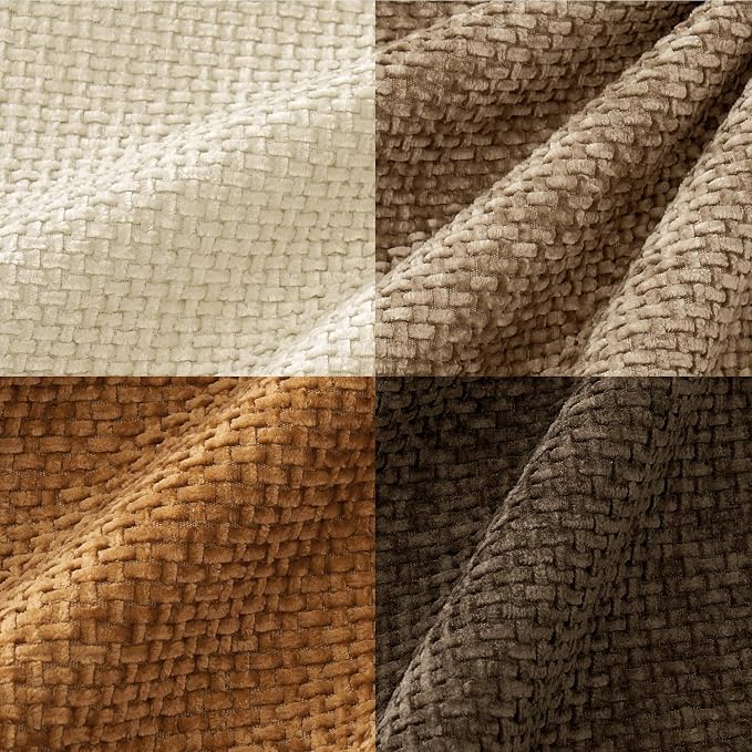 MIULEE Decorative Chenille Fall Euro Pillow Covers Brown 24x24 Pack of 4 | Rustic Home Decor, Layered Brown Collection, Couch Throw Pillows, Farmhouse Boho Cushion Covers for Sofa Bed Living Room
