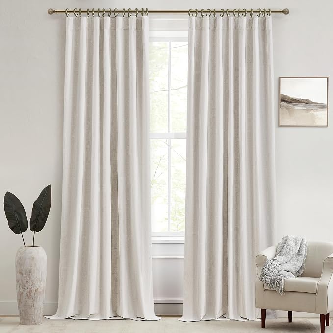 QJmydeco Complete Blackout Curtains 95 Inches Long, Custom Drapes for Sliding Glass Doors 2 Panels Sound/Draft/Cold/Warm Blocking Modern Living Room Long Kitchen Curtains (W50 x L95) Back Tab