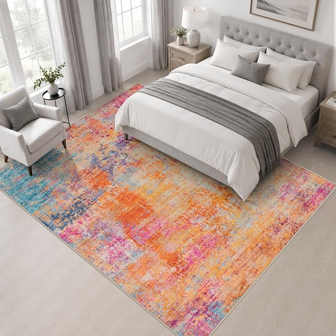 Area Rug Living Room: 6x6 Modern Washable Soft Carpet Galaxy Haze | For Bedroom Dining Room Farmhouse Nursery Hallway Office,Modern Abstract,Machine washable,Non-Slip,Stain Resistant,Indoor