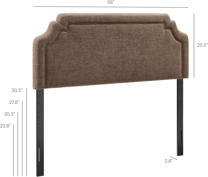 Modway Magnolia Full Size Upholstered Fabric Headboard in Mocha - Padded Cushioned Headboard with Woven Heathered Upholstery and Adjustable Mounting Positions