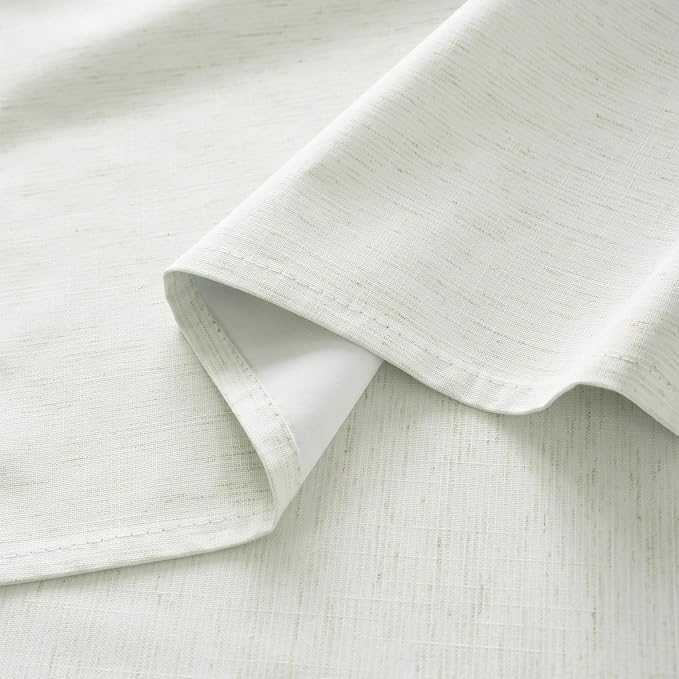 RYB HOME Ivory White 100% Blackout Curtains for Bedroom, Linen Drapes Back Tab&Rod Pocket, Thermal Insulated Privacy Assurd Curtains for Sliding Glass Doors/Dining/Living Room, W52 x L90, 2 Panels