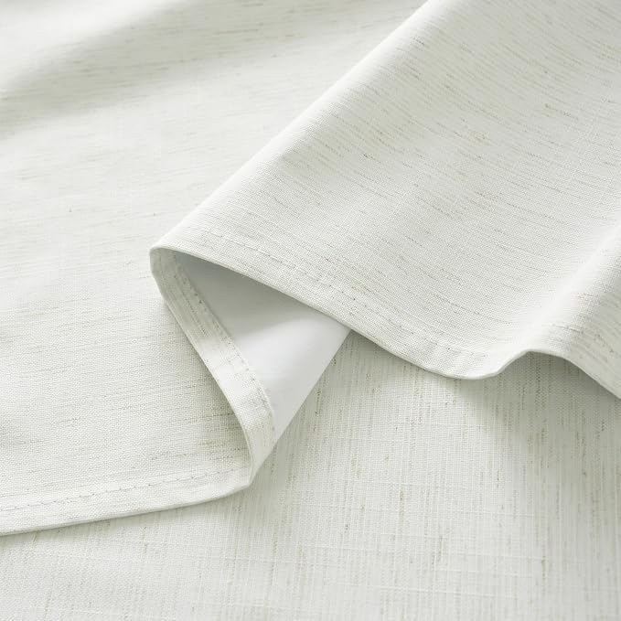 RYB HOME Ivory White 100% Blackout Curtains for Bedroom, Linen Drapes Back Tab&Rod Pocket, Thermal Insulated Privacy Assurd Curtains for Sliding Glass Doors/Dining/Living Room, W52 x L84, 2 Panels