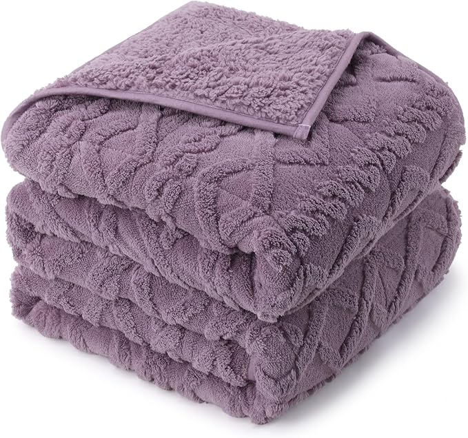Drewin Weighted Blanket Twin Size for Adults 15lbs,Purple,48 x 72 inches | Great for Sleep Natural and Relaxing，Soft Jacquard Sherpa with Glass Beads，Cozy Heavy Throw Blankets，Machine Washable