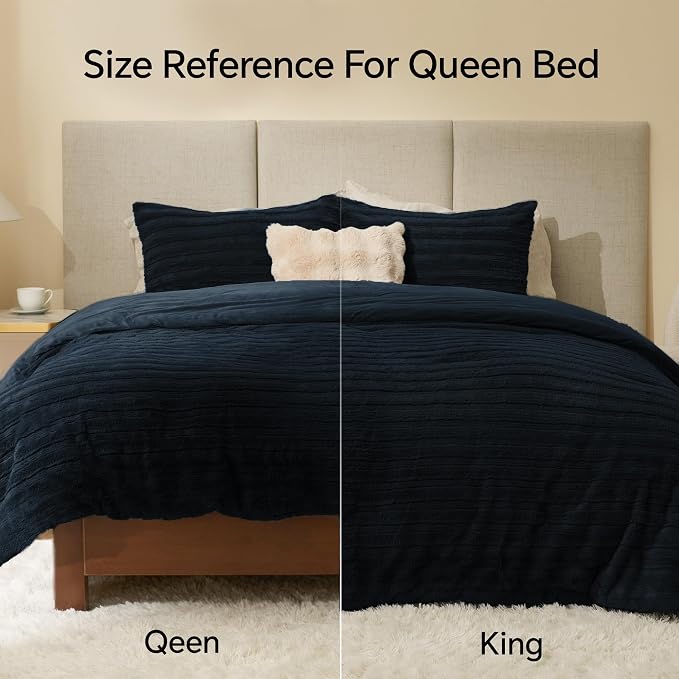 BEDELITE Faux Fur Twin/Twin XL Comforter Set, Fluffy Bed Set, Navy | Super Soft & Warm, Luxury Fuzzy Cozy Comforter for Winter, Heavy Plush Bed set, with 1 Pillowcase