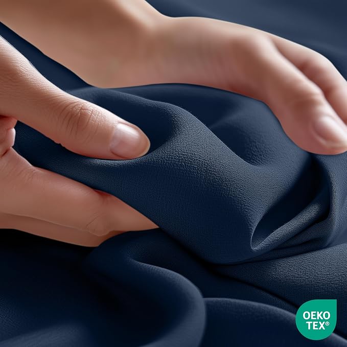 Queen Size Flat Sheet Only, Ultra Soft & Breathable Hotel Sheets, Navy | Hotel Bedding, Cooling Comfort, Smooth Feel, Wrinkle & Fade Resistant, Easy Care, Long-Lasting, Machine Washable, OEKO-TEX